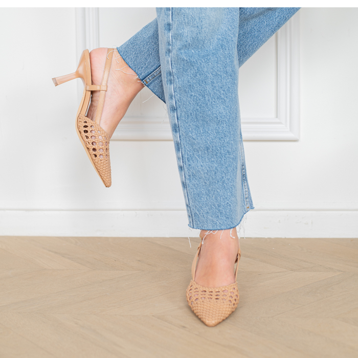 Slingback Sandra Intrecciato Beige