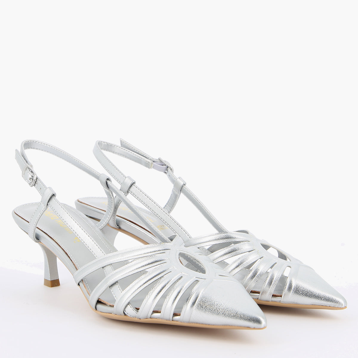 Slingback Kelly Argento con Cinturino | Roberta Martini