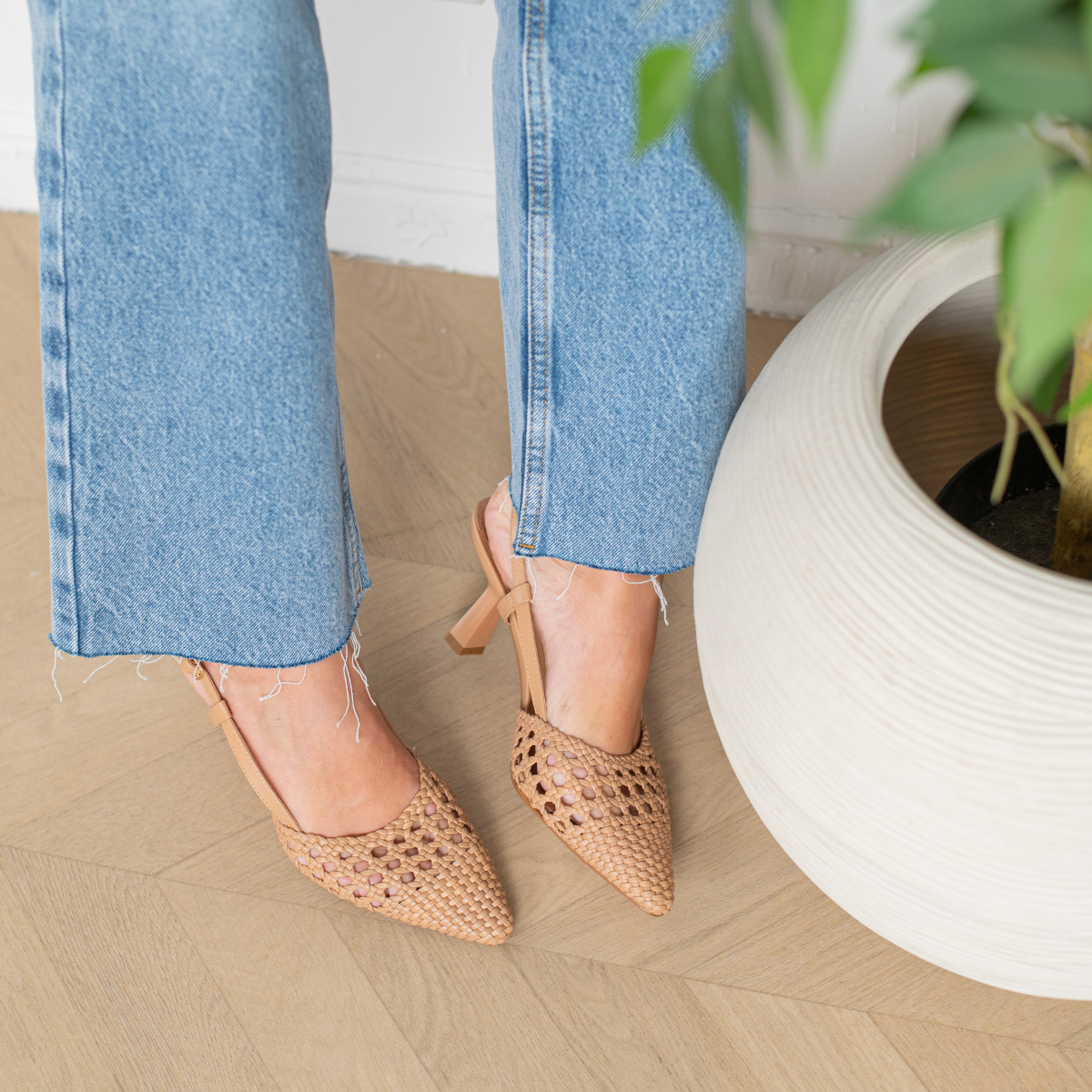 Sandra Slingback Braided Beige