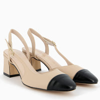 Slingback Chantal con Cinturino Beige e Nero | Roberta Martini