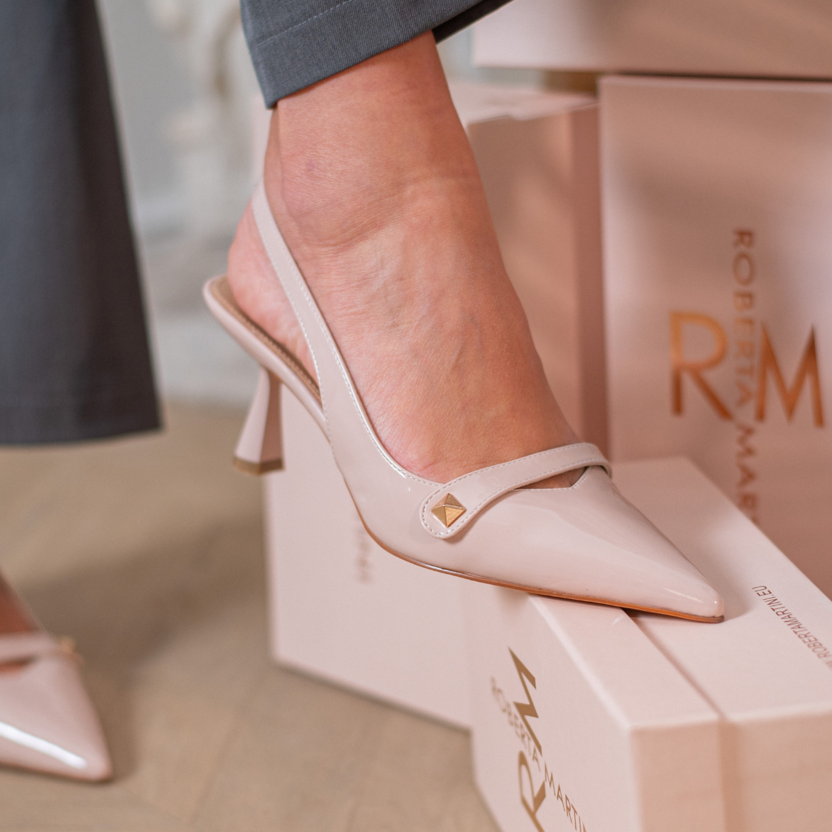 Velia Powder Pink Patent Slingback