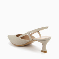 Slingback Ida Platinum Laminated Fabric