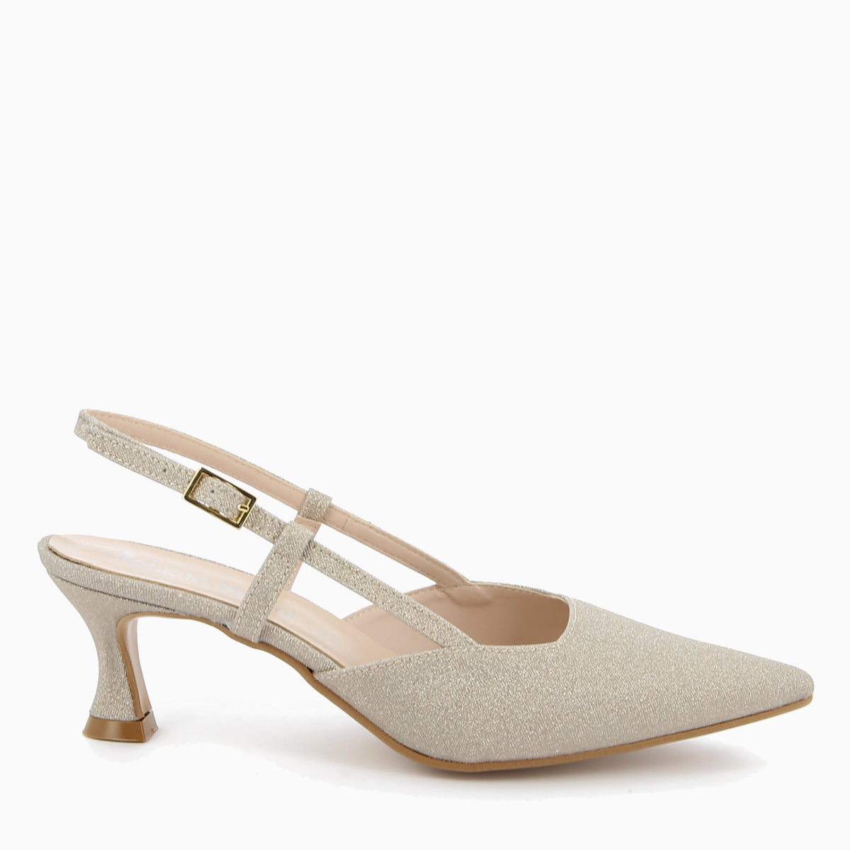Slingback Ida Platinum Laminated Fabric