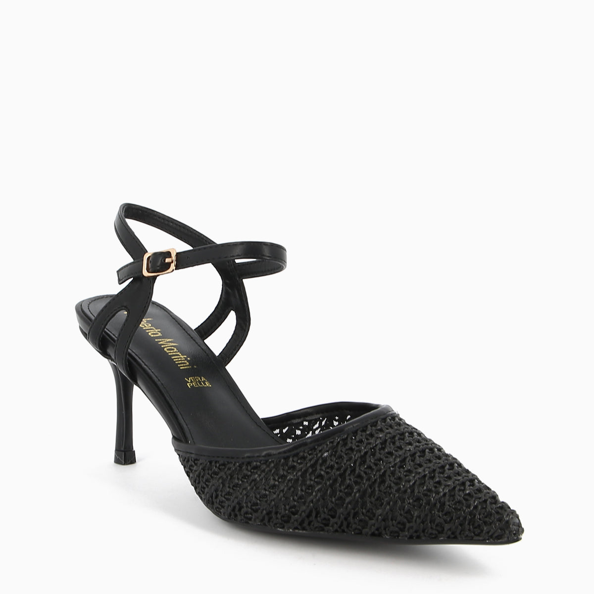 Oriana Slingback Black Woven Raffia
