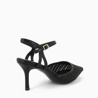 Oriana Slingback Black Woven Raffia