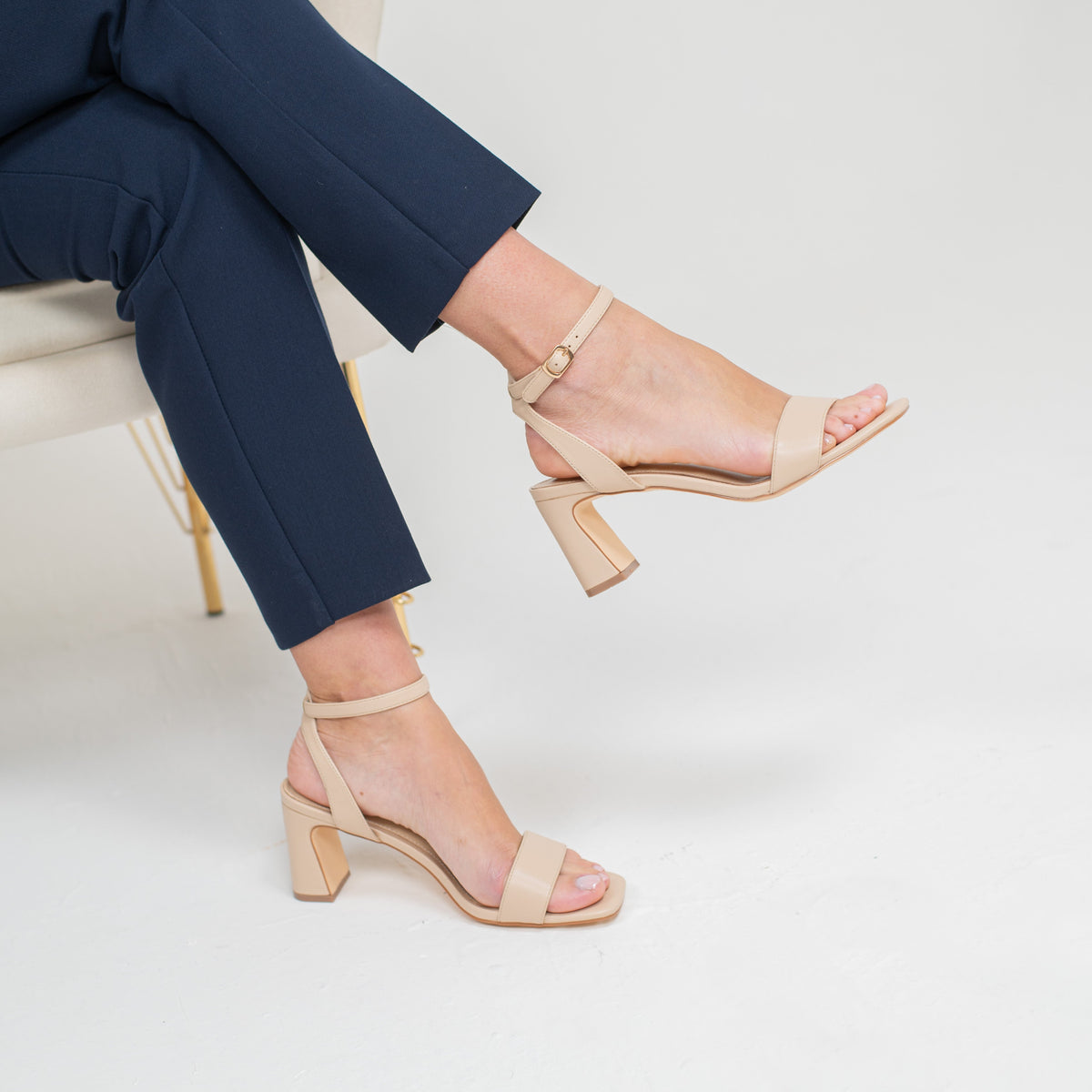 Nadia Sandal in Beige Leatherette