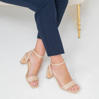 Nadia Sandal in Beige Leatherette
