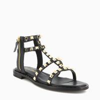 Elena Nero Sandalo con Borchie e chiusura con zip sul lato esterno in stile gladiatore | Roberta Martini