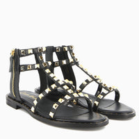 Elena Nero Sandalo con Borchie e chiusura con zip sul lato esterno | Roberta Martini