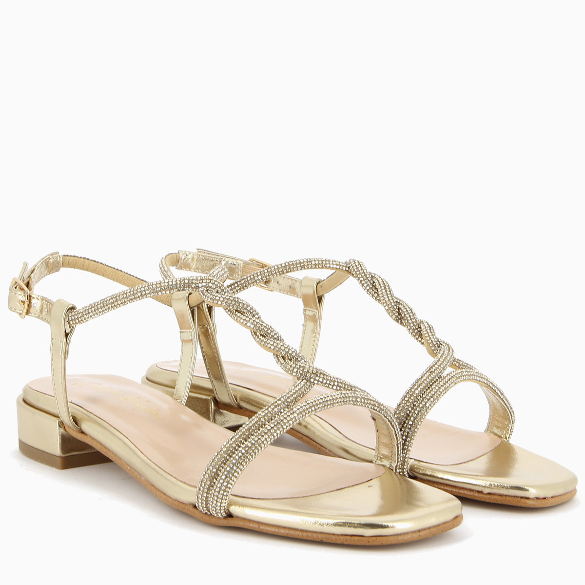 Maddy Oro Sandalo con Cinturini Ricoperti di Strass | Roberta Martini