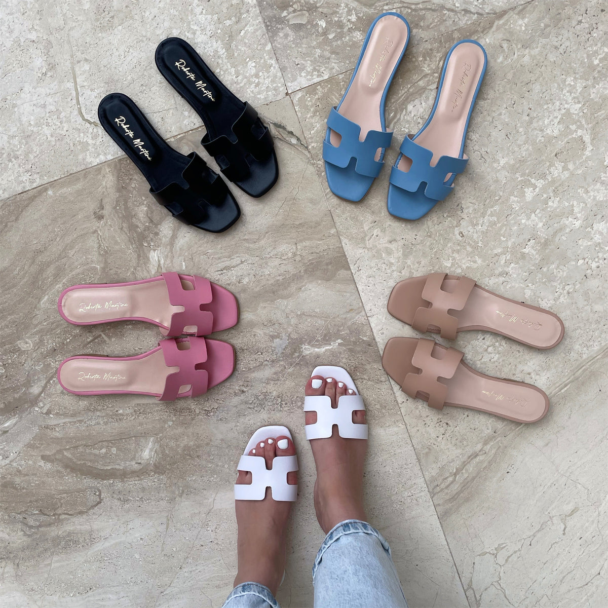 Paris White flat sandal