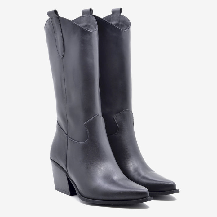 Botte Hanna en Cuir Noir