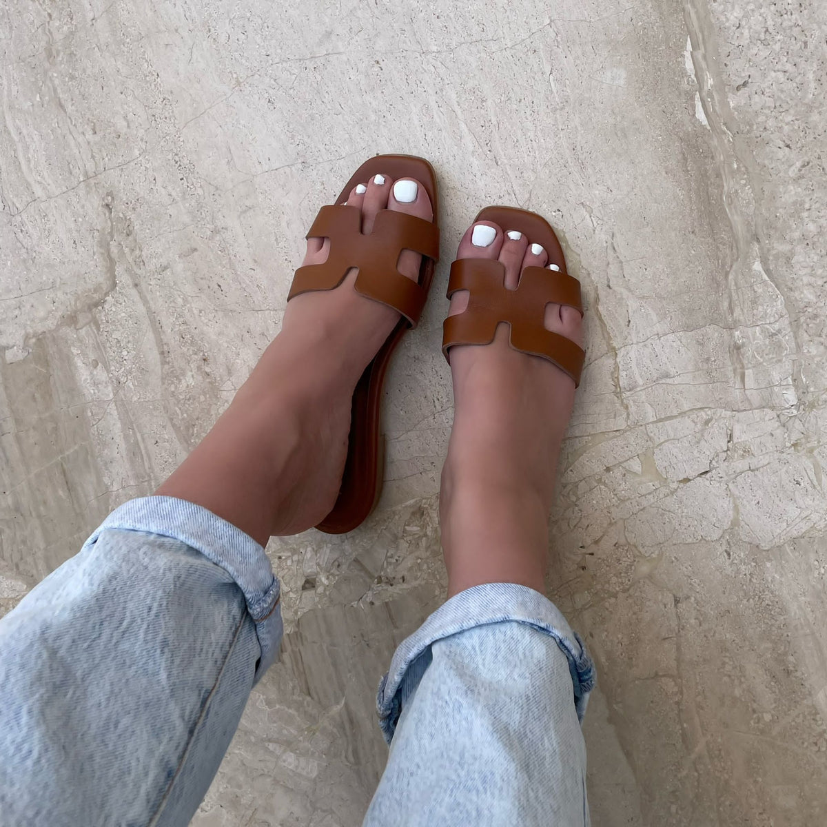 Paris Tan flat sandal