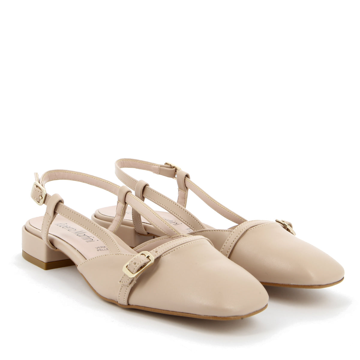 Ballerina Angy Décolleté con Cinturino  Beige