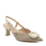 Décolleté Slingback Flavia con Cinturino Raffia Beige