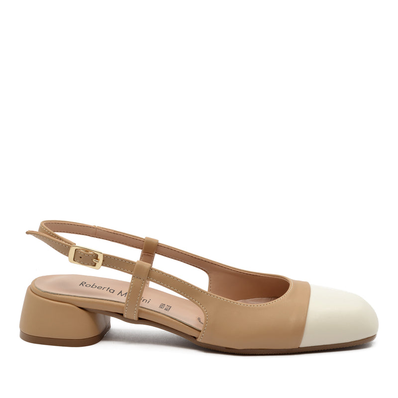 Ballerina Sole Décolleté con Cinturino Caramel