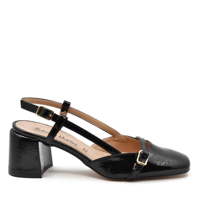 Décolleté Slingback Jane con Cinturino Nero