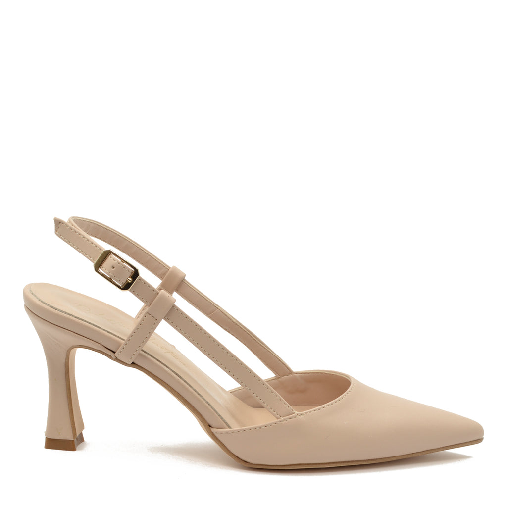 Décolleté Slingback Laura con Cinturino Beige