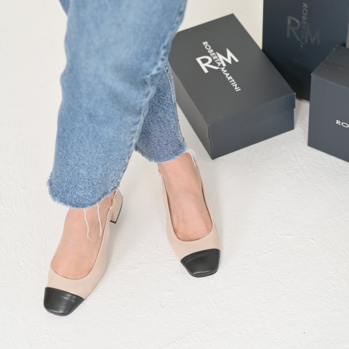 Chiara Slingback Beige-Black