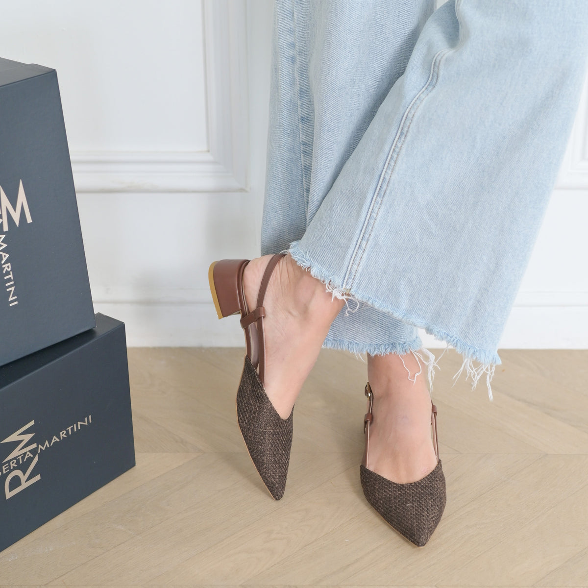 Francy Ballerina Slingback con Cinturino Rafia