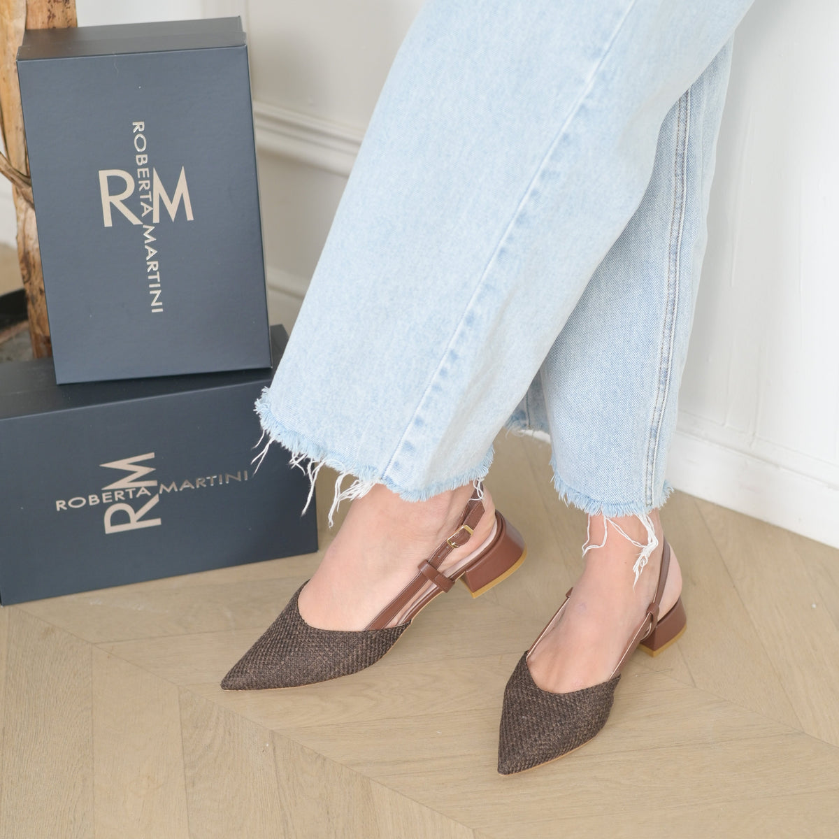 Francy Ballerina Slingback con Cinturino Rafia