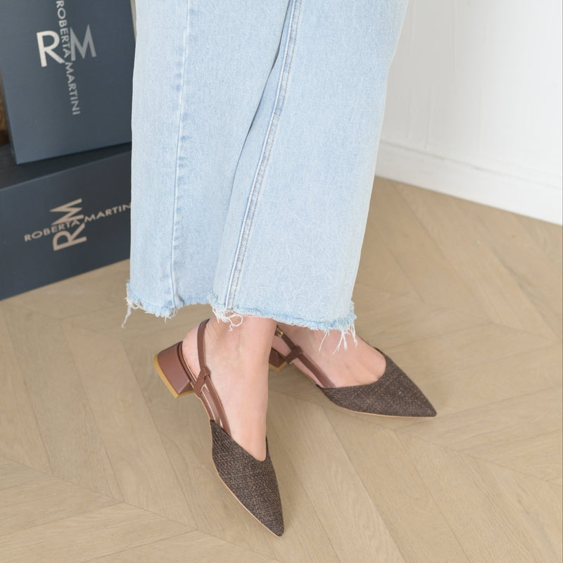 Francy Ballerina Slingback Tan Raffia