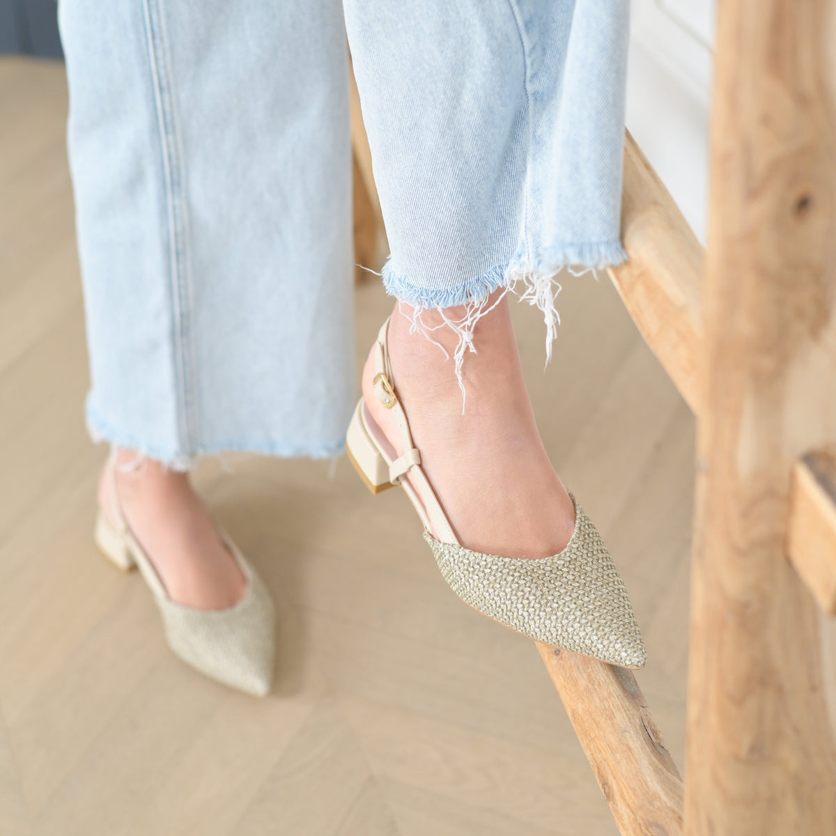 Francy Ballerina Slingback con Cinturino Rafia