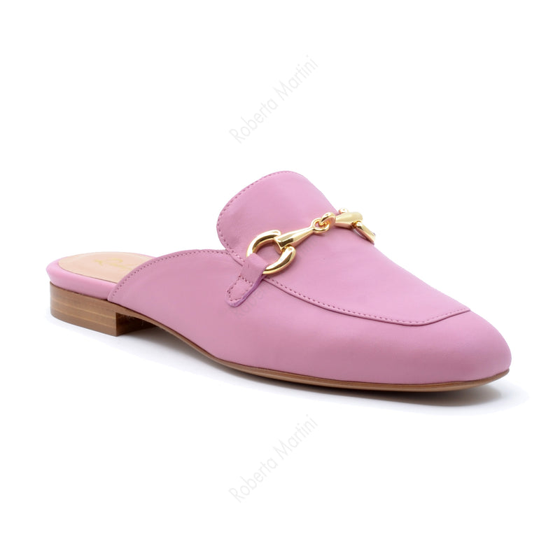 Mules en cuir nappa rose Flora