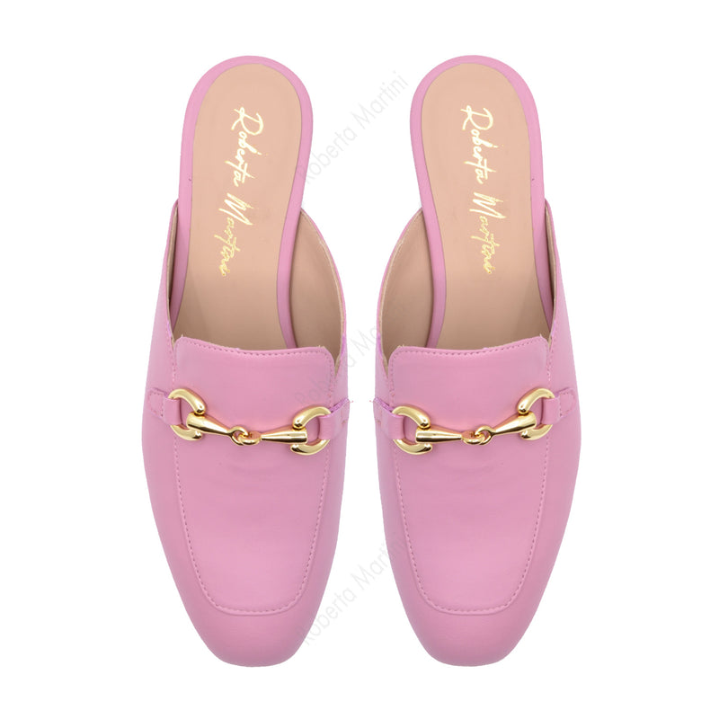 Mules en cuir nappa rose Flora